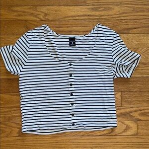 Striped button down crop top